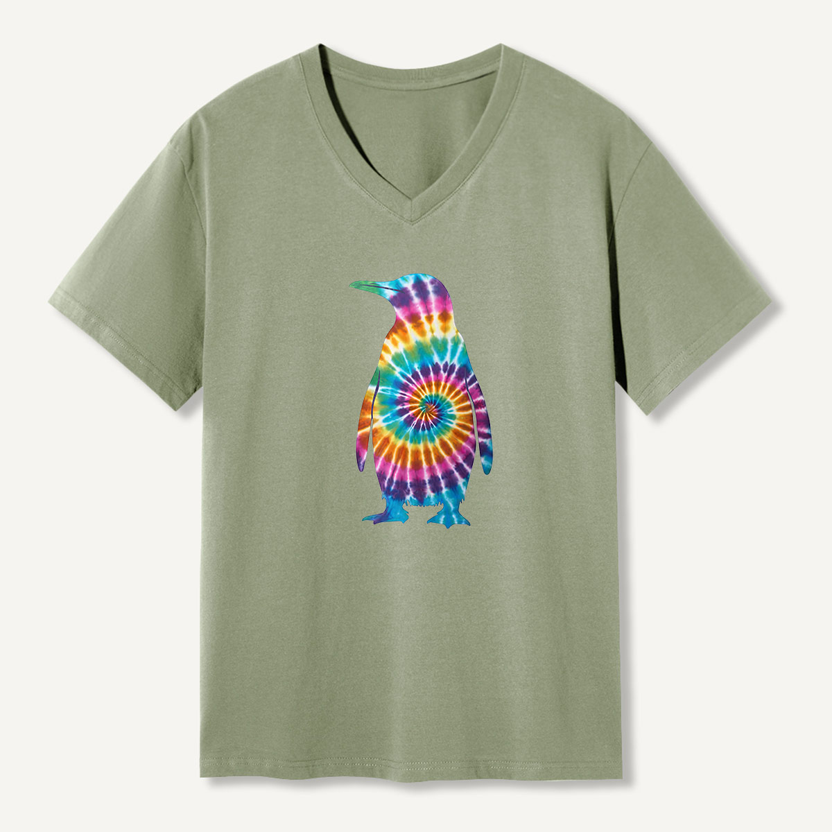 Tie Dye Penguin Retro Swirl V-neck T-Shirt