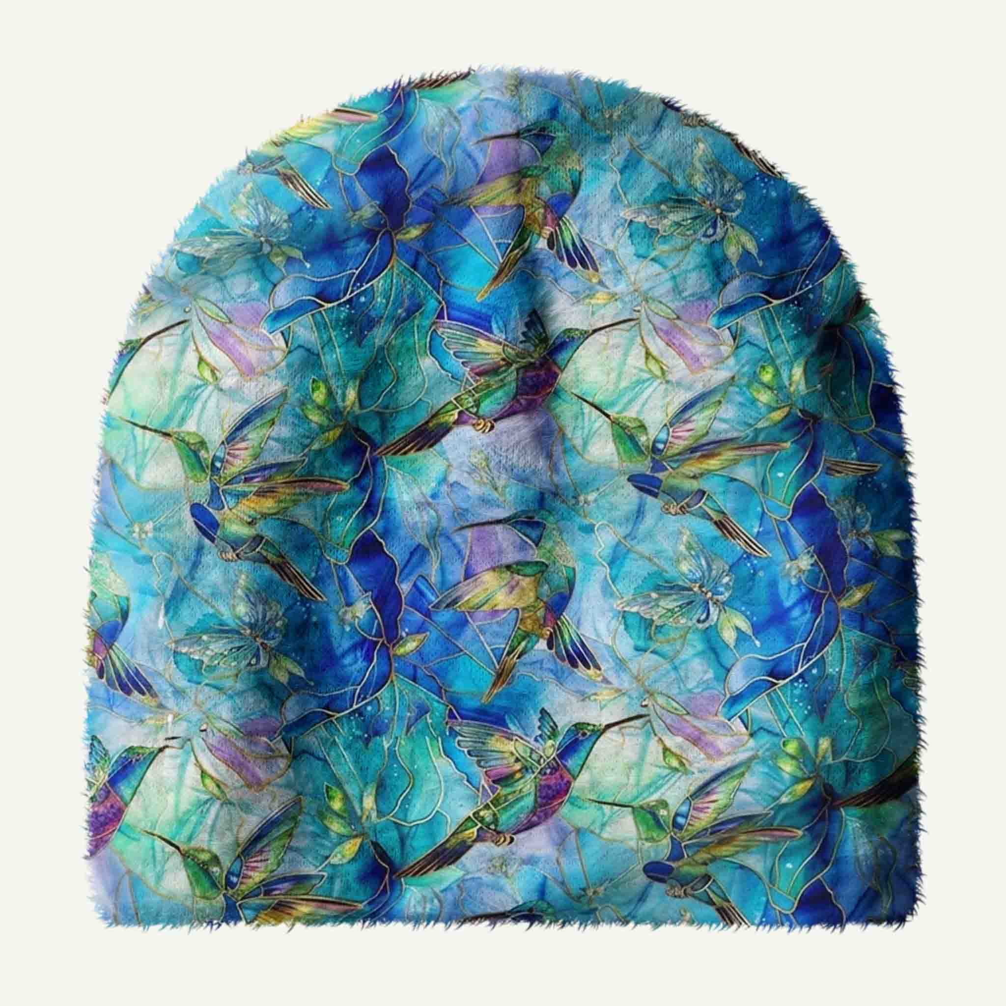 Hummingbird Garden Plush Knit Hat
