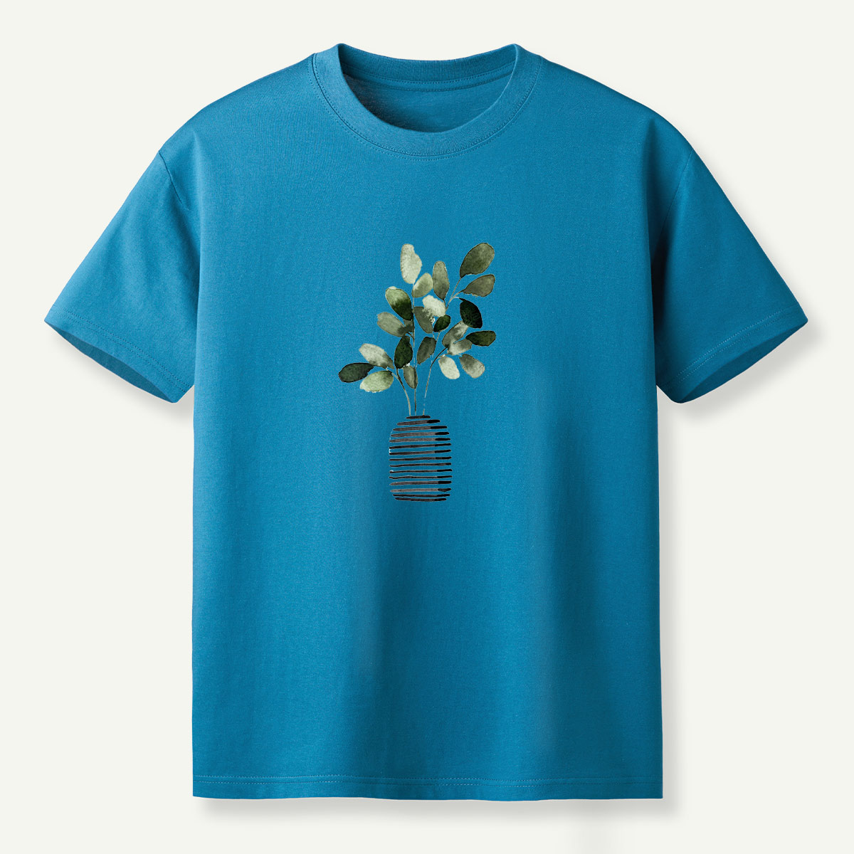 Botanical Leaves In Striped Vase T-Shirt