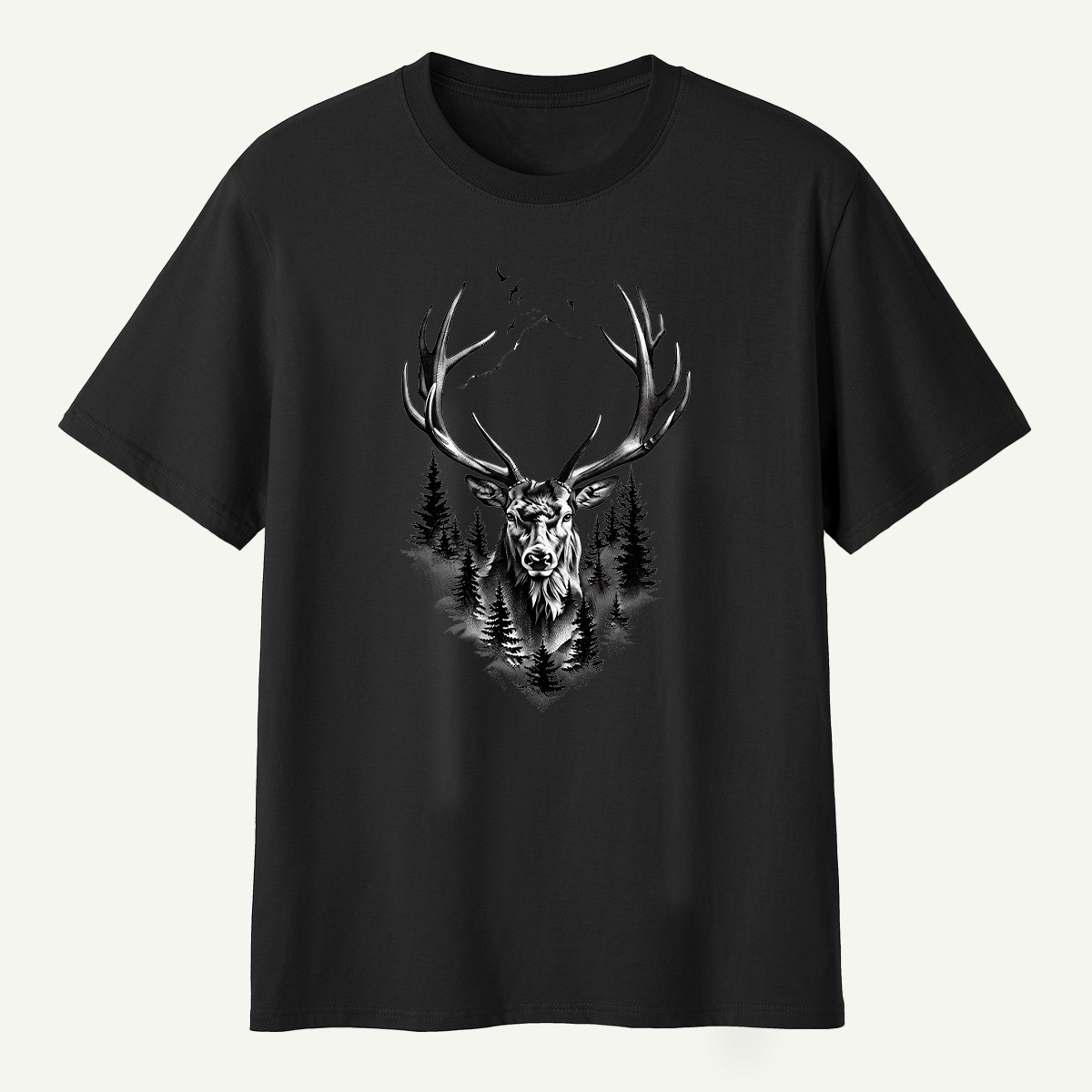 Deer Skull Forest Double Exposure T-Shirt