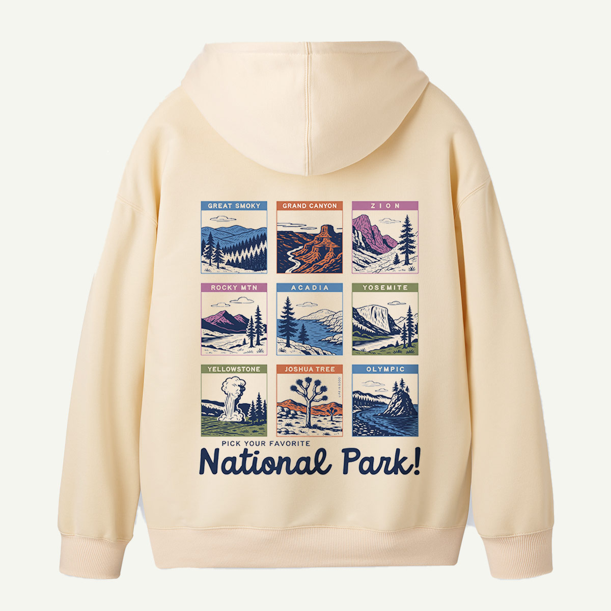 National Park Scenic Poster Collection Back Printed Hoodie