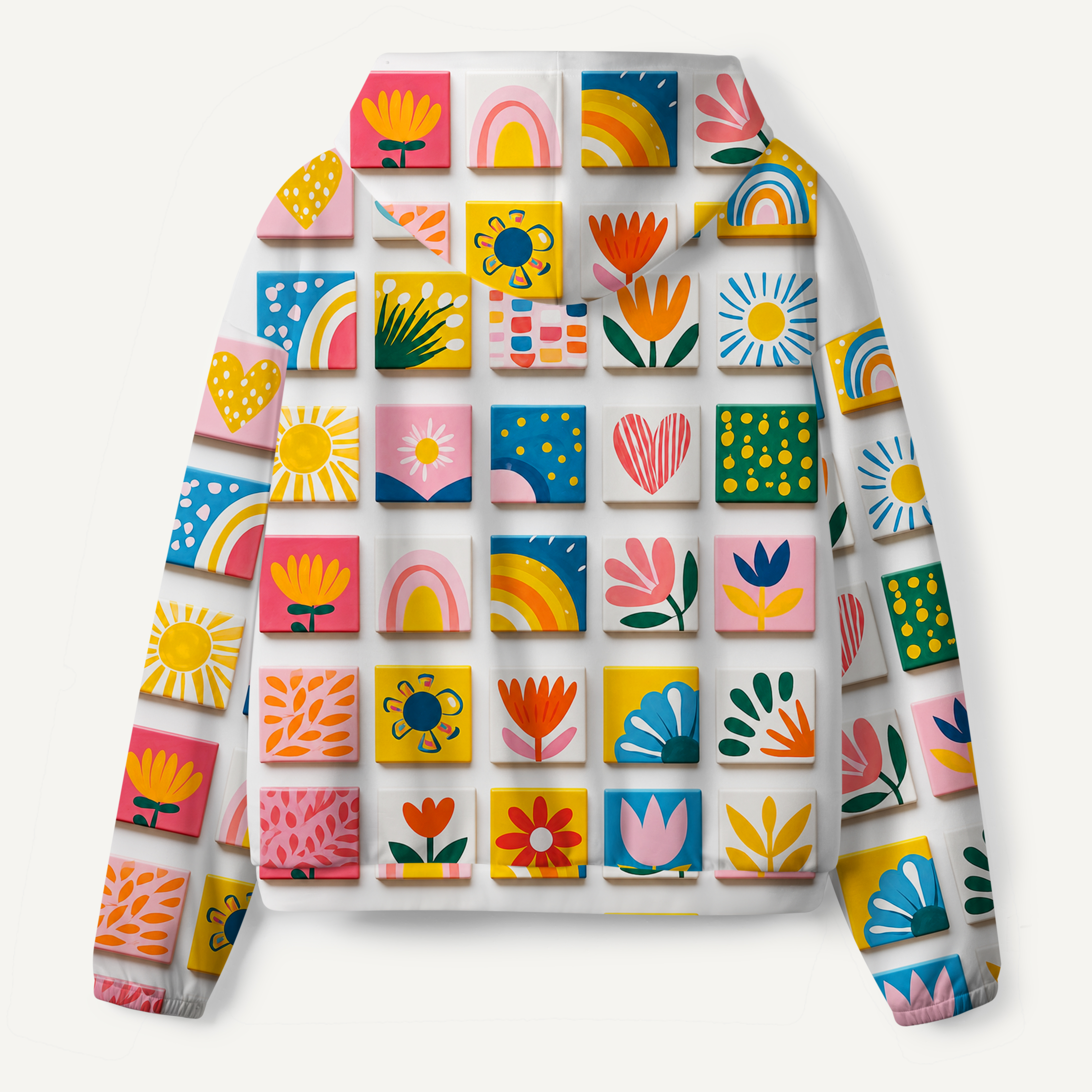 Colorful Floral Tile Folk Pattern All-over Printed Hoodie