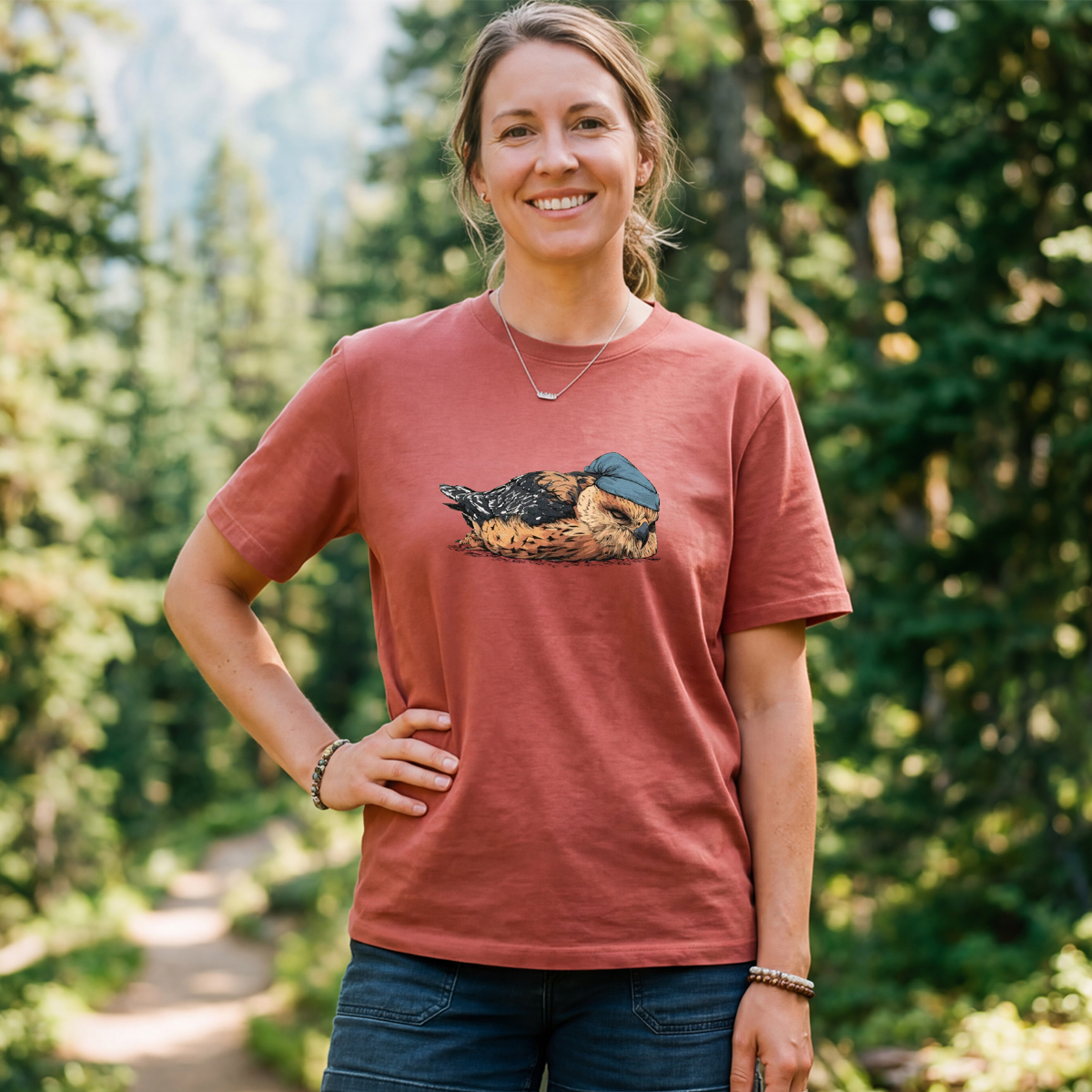 Red Shouldered Hawk Sleeper With Night Cap T-Shirt
