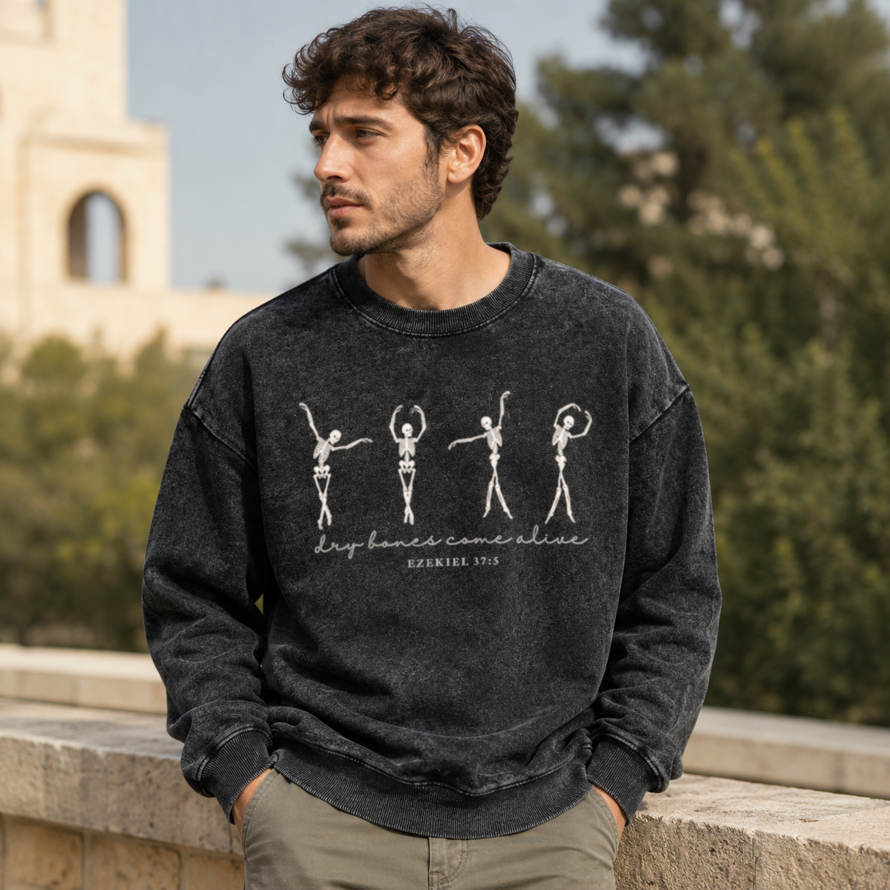 Dry Bones Come Alive Skeleton Dance Washed Sweatshirts