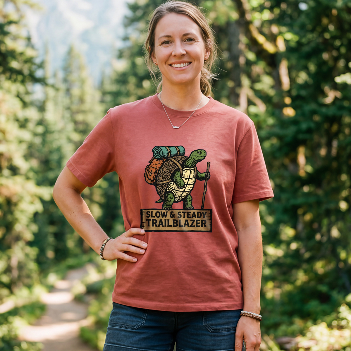 Slow Steady Trailblazer Tortoise Backpacker T-Shirt