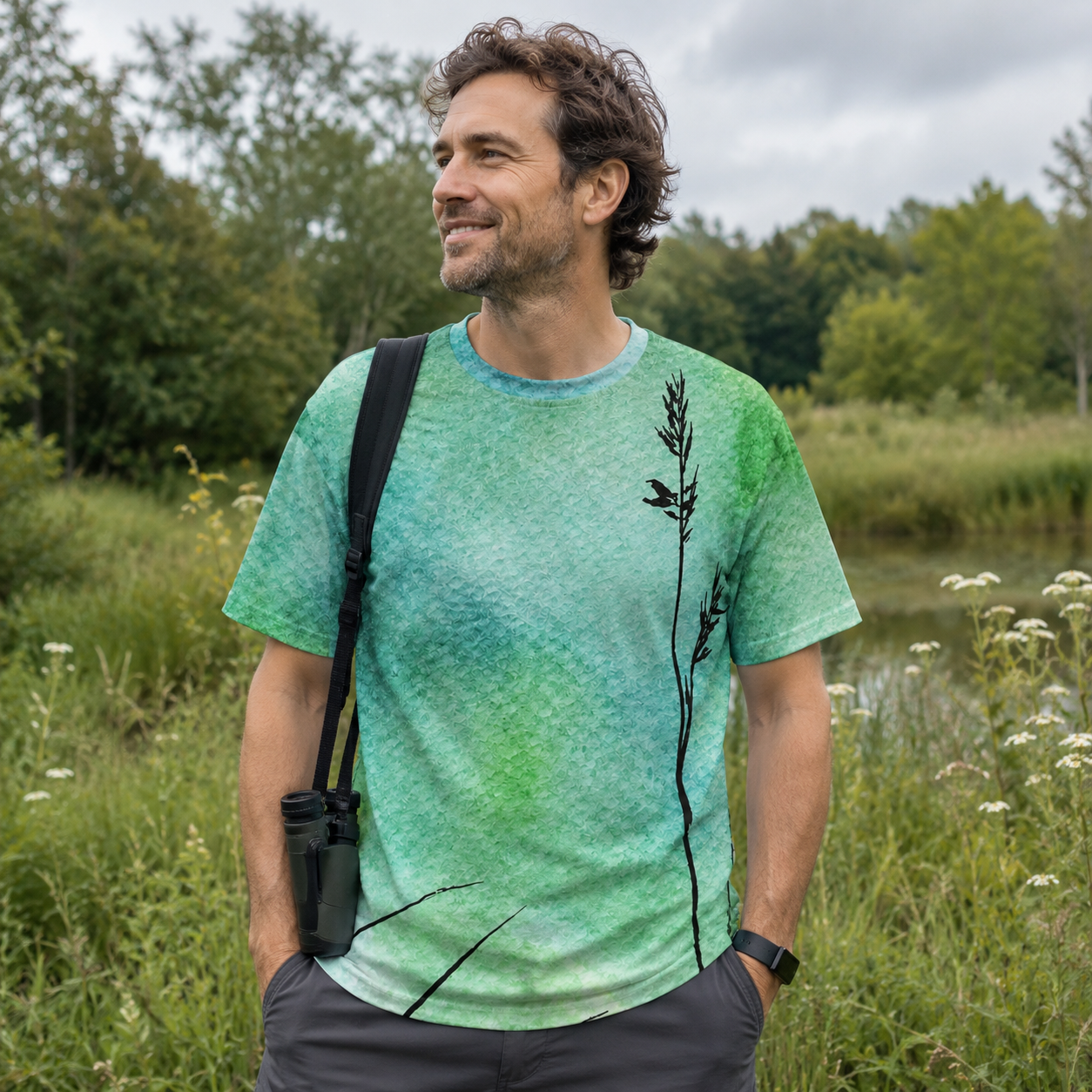 Moonlit Meadow Grass Silhouette Premium Eco Tee