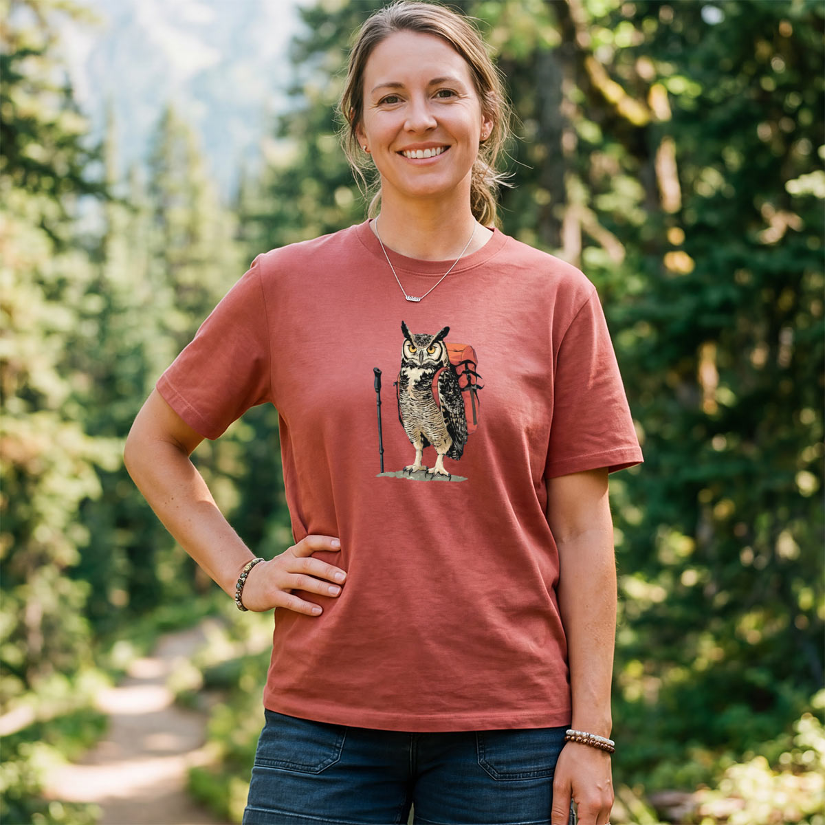 Great Horned Owl Backpacker T-Shirt