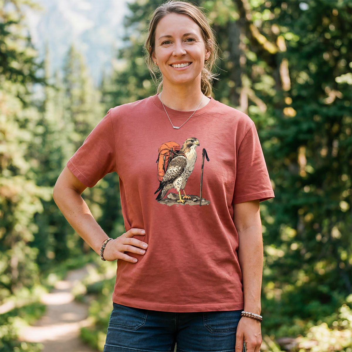 Alaskan Red-tailed Hawk Backpacker T-Shirt