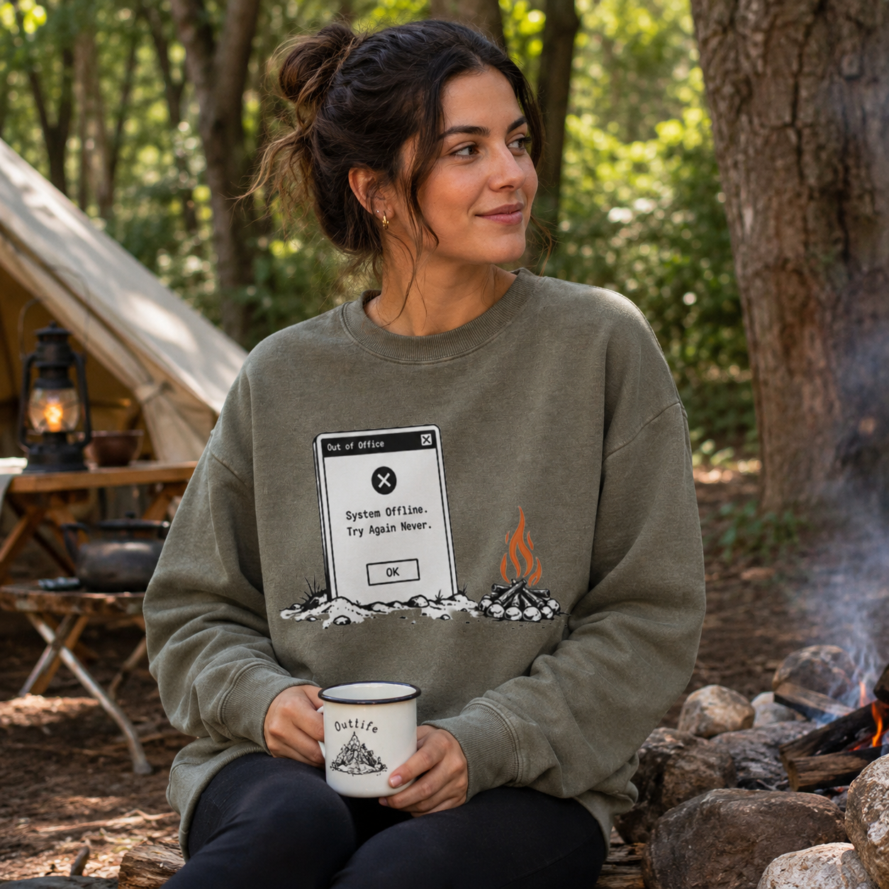 Out of Office, Into the Campfire Washed Sweatshirts