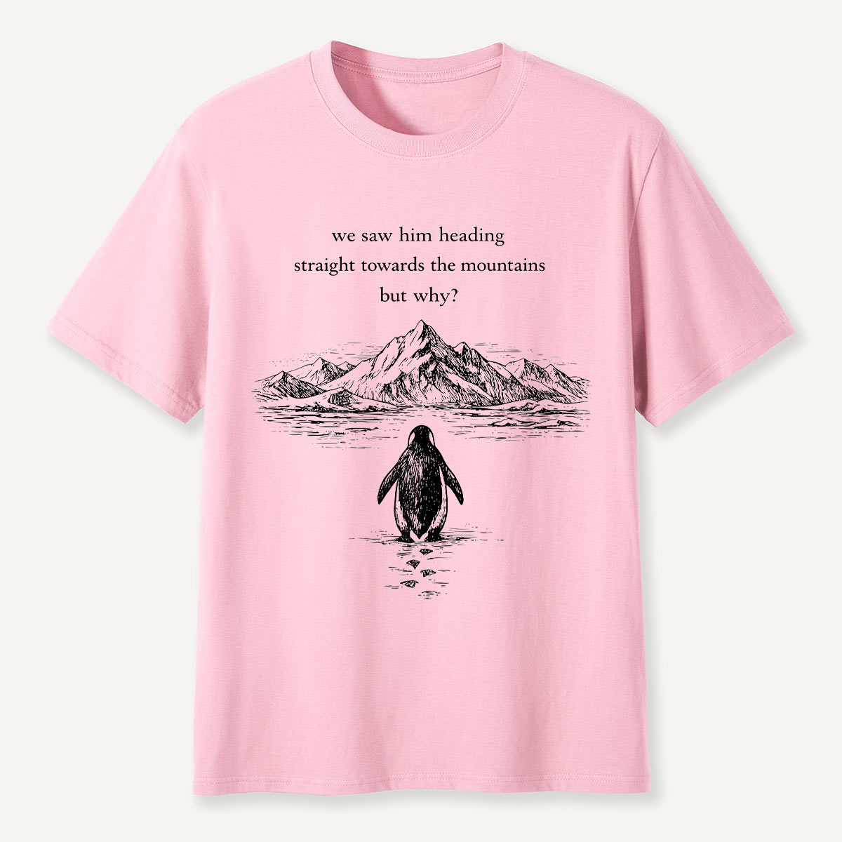 Penguin Heading Straight Towards The Mountains But Why T-Shirt