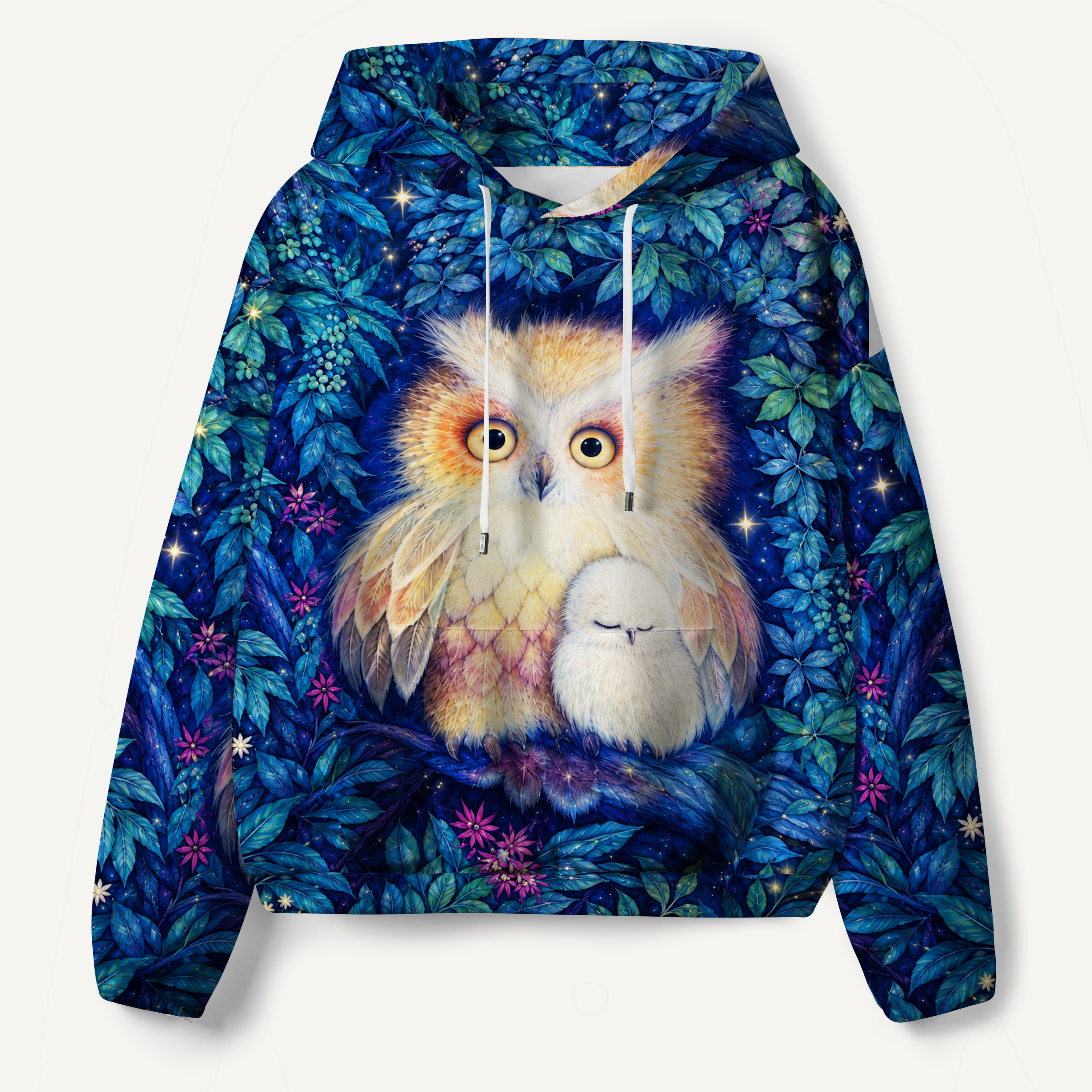 Dreaming Owl In Moonlit Leaves All-over Printed Hoodie