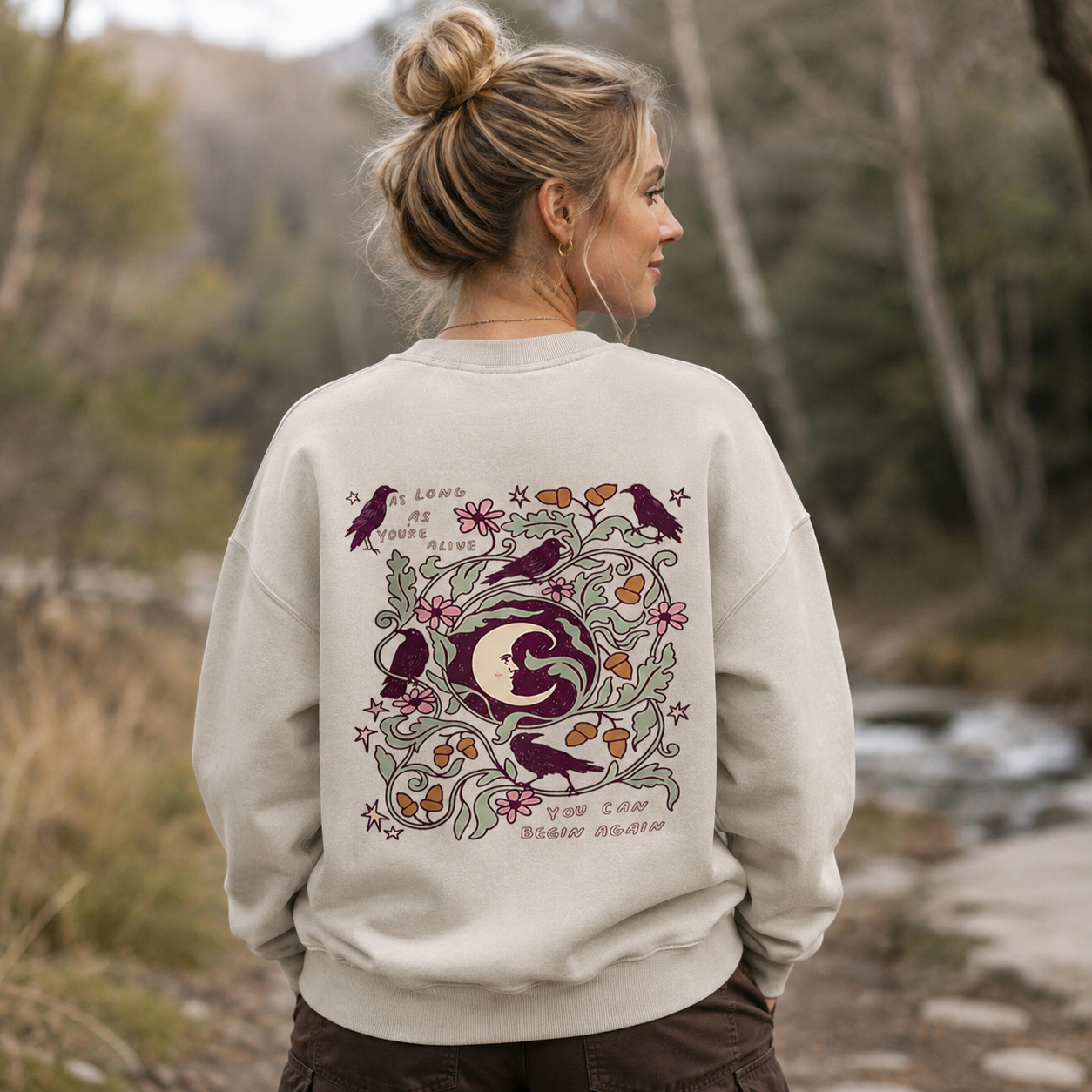 Begin Again Under the Moon Washed Sweatshirts