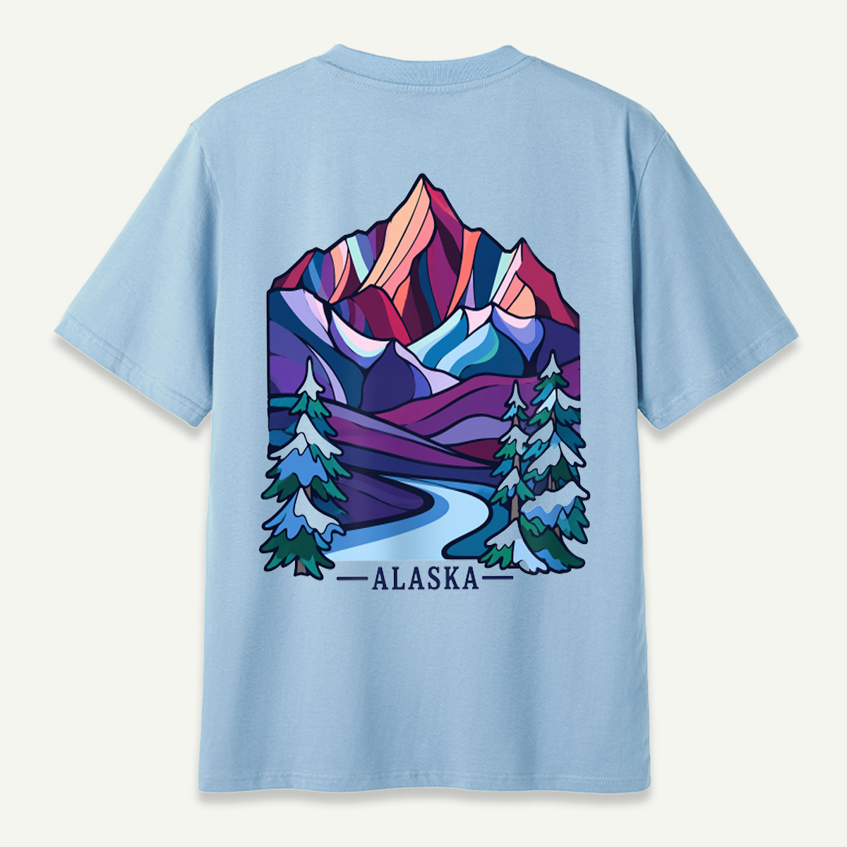 Alaska Abstract Mountain Winter Landscape T-Shirt
