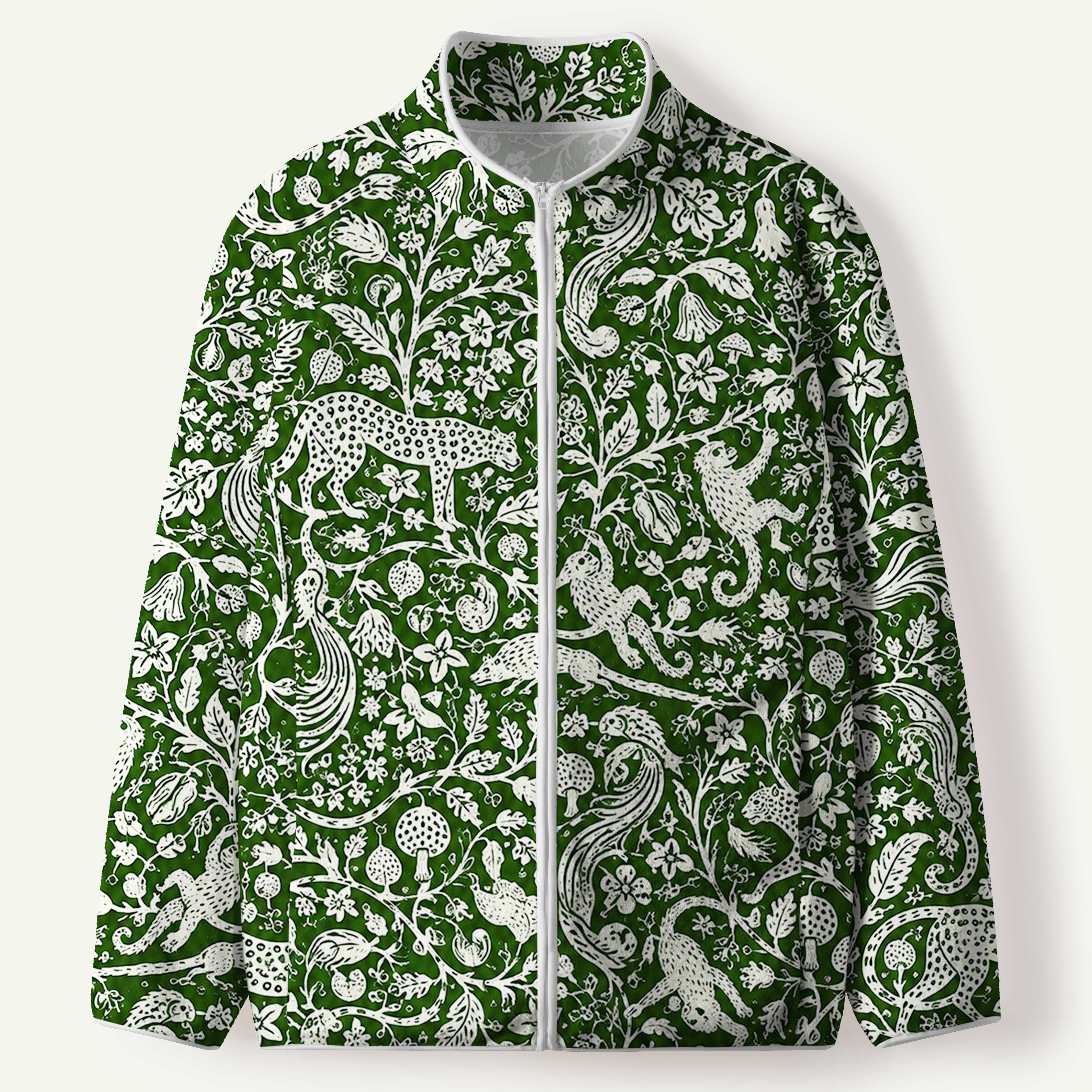 Tropical Jungle Wildlife Garden Men's Flannel Zip Front Cardigan