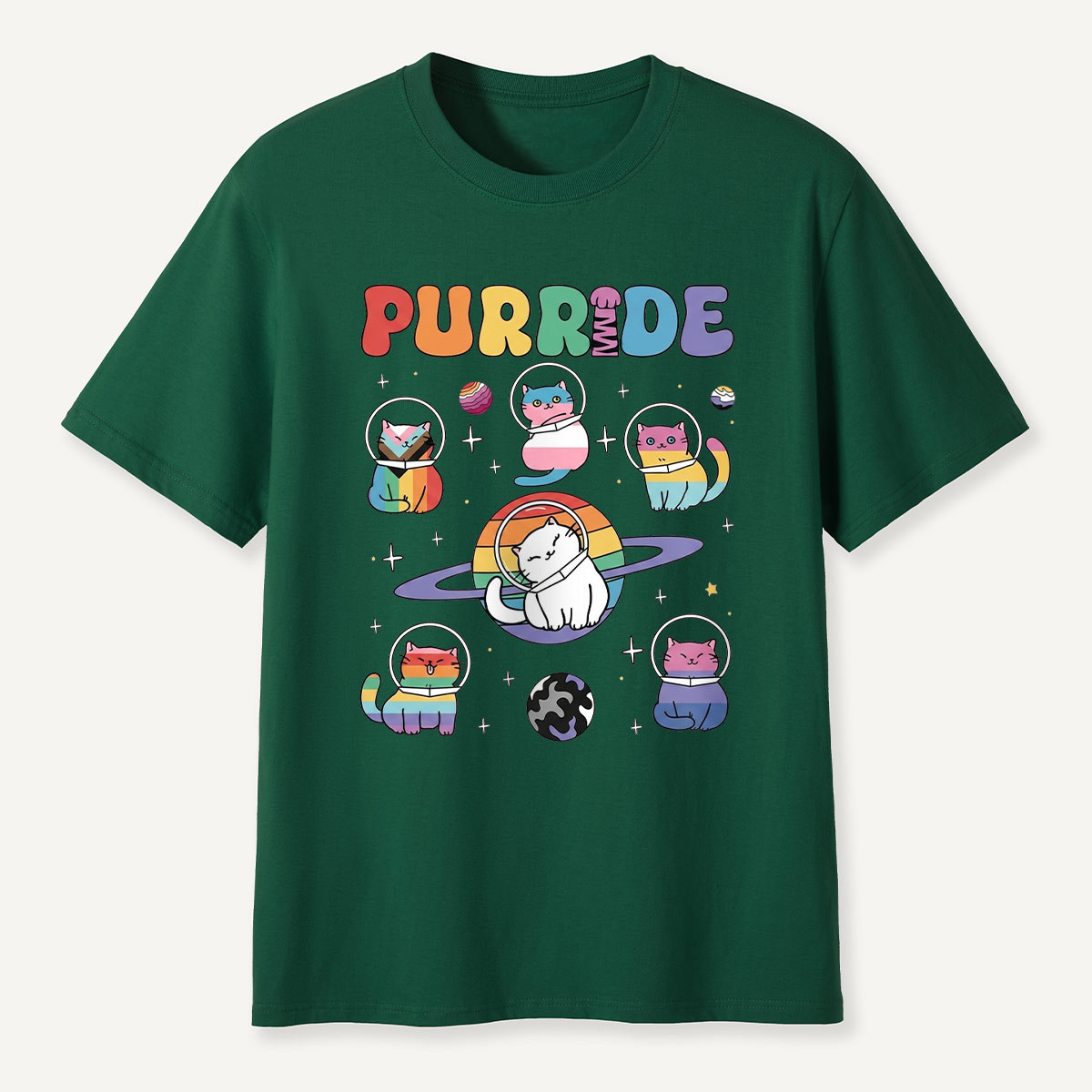 Purride Space Cats Rainbow T-Shirt