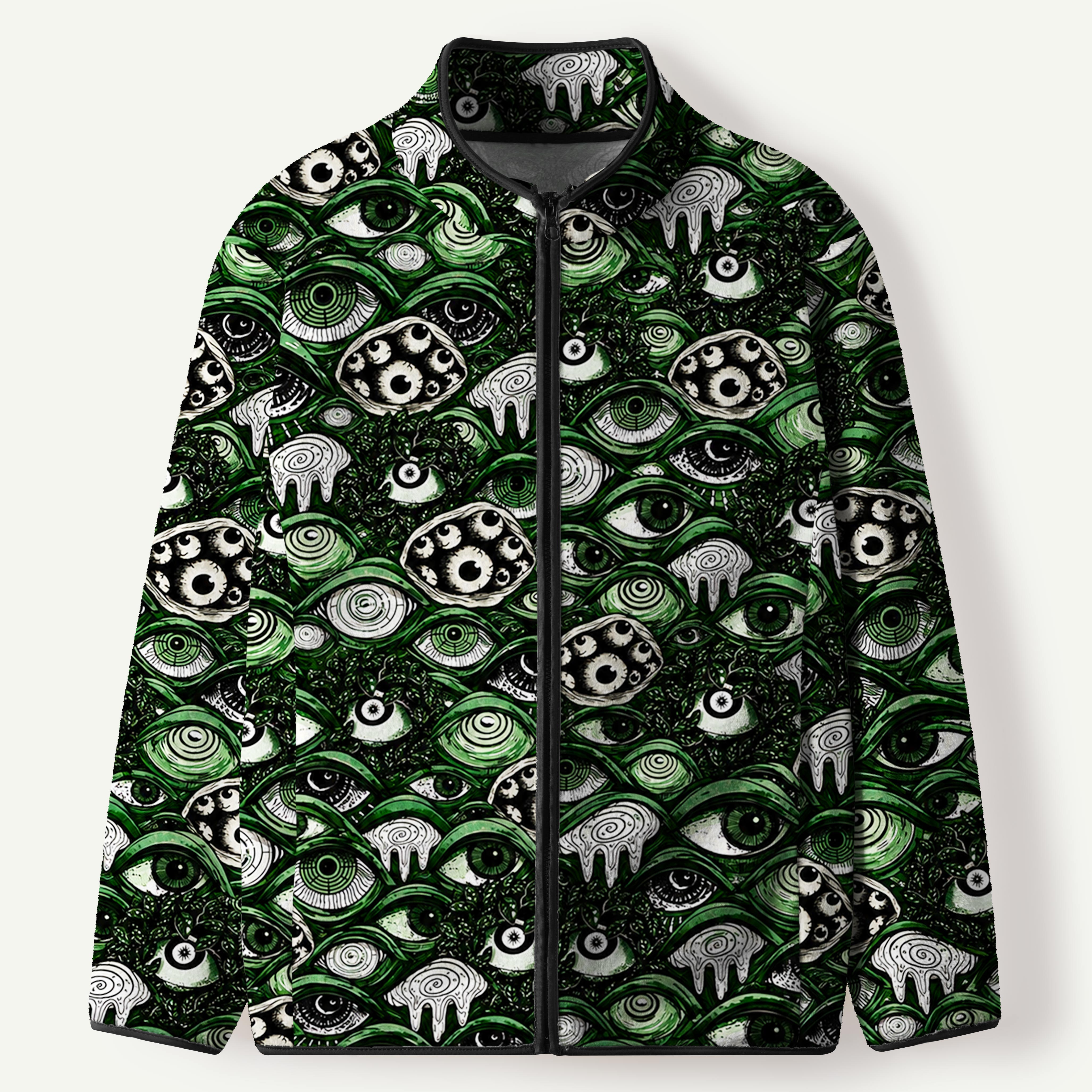 Forest Eyes Dark Surreal Pattern Men's Flannel Zip Front Cardigan