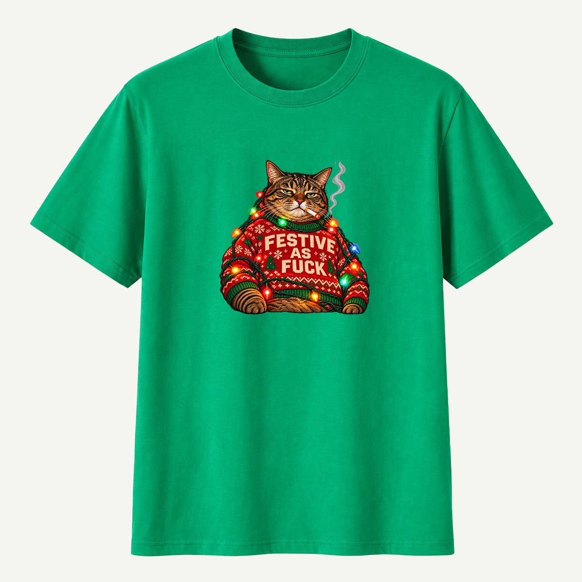 Festive As Fuck Christmas Cat T-Shirt