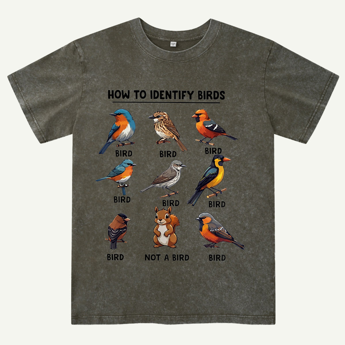 Funny Bird How to Identify Birds Washed T-Shirt
