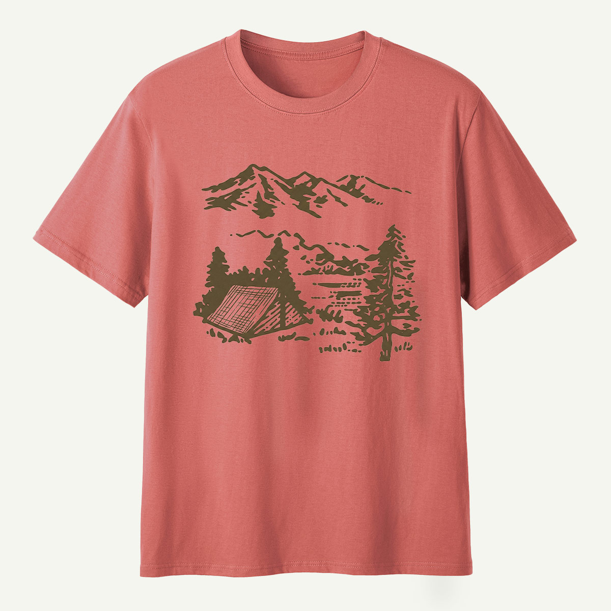 Mountain Campsite Wilderness Sketch T-Shirt