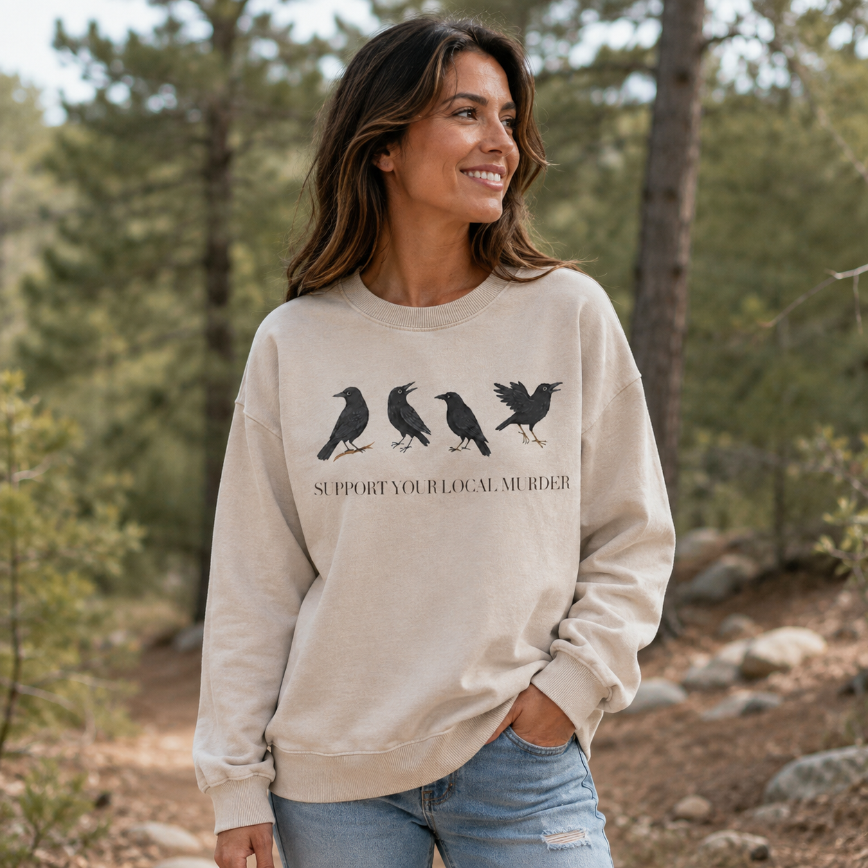 Support Your Local Murder Crows Washed Sweatshirts
