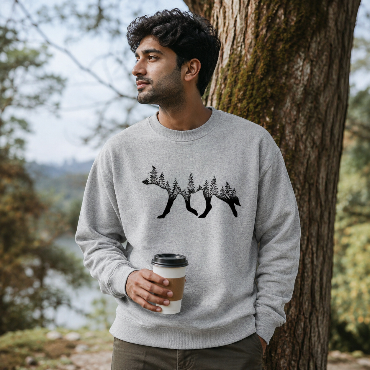 Forest Silhouette Bear Landscape Sweatshirts