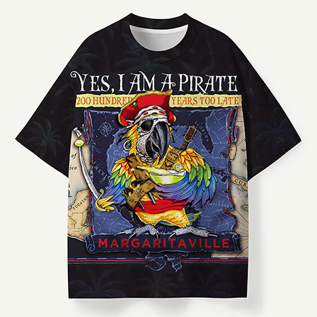 Yes I Am A Pirate Margaritaville Parrot Premium Pure Cotton Tee