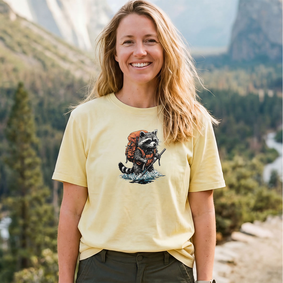 Raccoon Fording River Backpacker T-Shirt