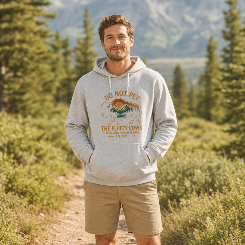 Do Not Pet The Fluffy Cows Buffalo Yellowstone National Park Hoodie