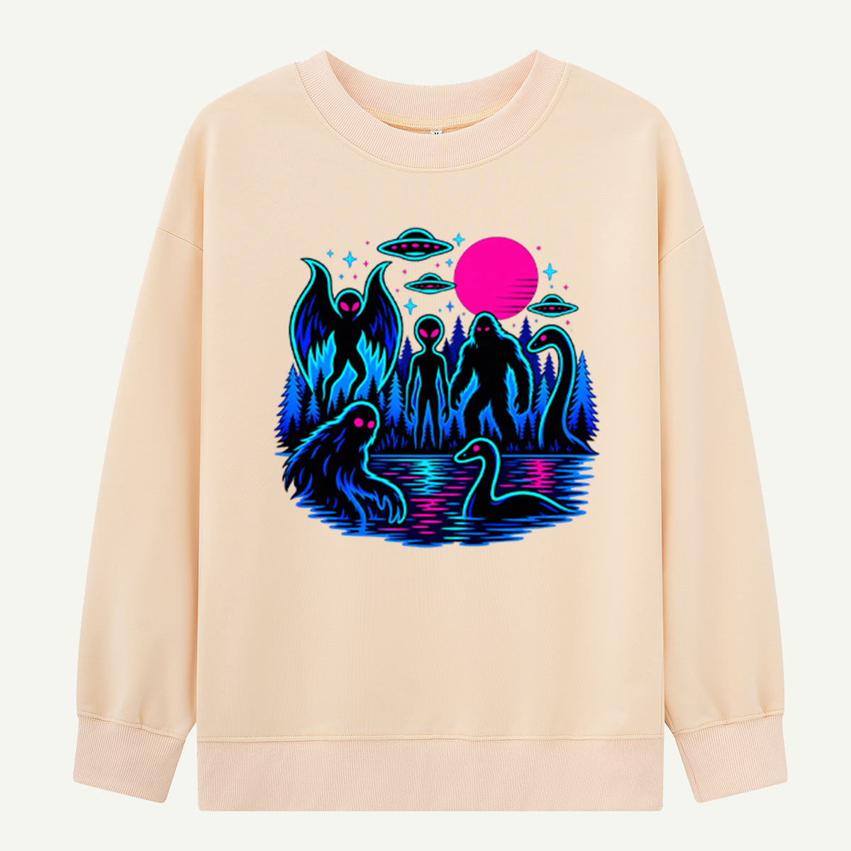 Neon Cryptids Moonlit Wilderness Sweatshirts