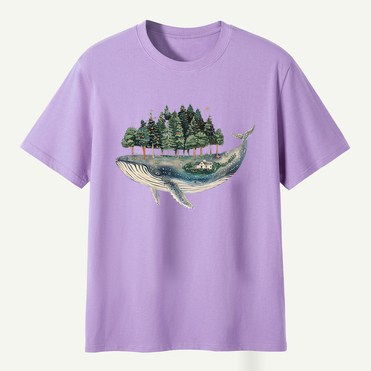 Whale Carrying A Moonlit Forest T-Shirt