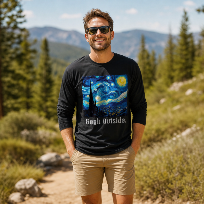Swirl Night Sky Gogh Outside  Long Sleeve T-Shirt