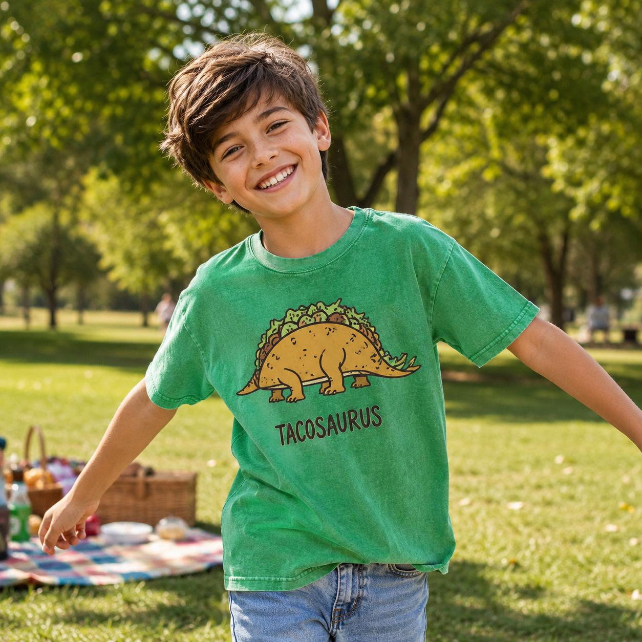 Tacosaurus Dino Taco Kids Washed T-Shirt