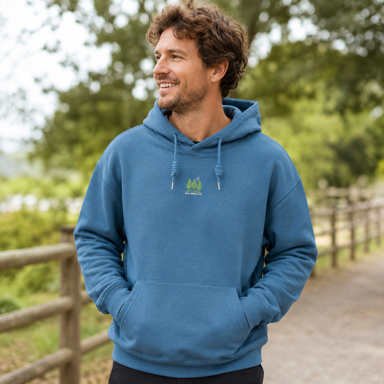 Three Trees Nature Quote Embroidered Hoodie
