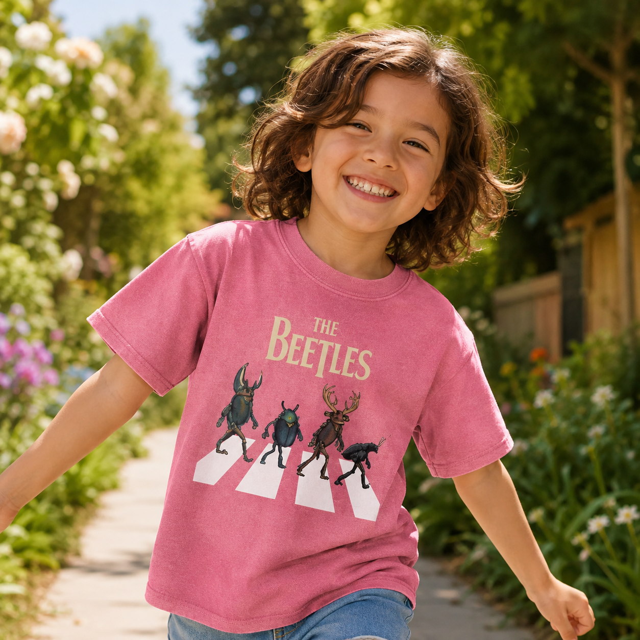 The Beetles Funny Insect Band Kids Washed T-Shirt