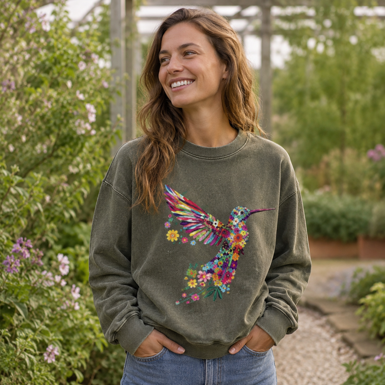 Animal Lover Hummingbird Washed Sweatshirts