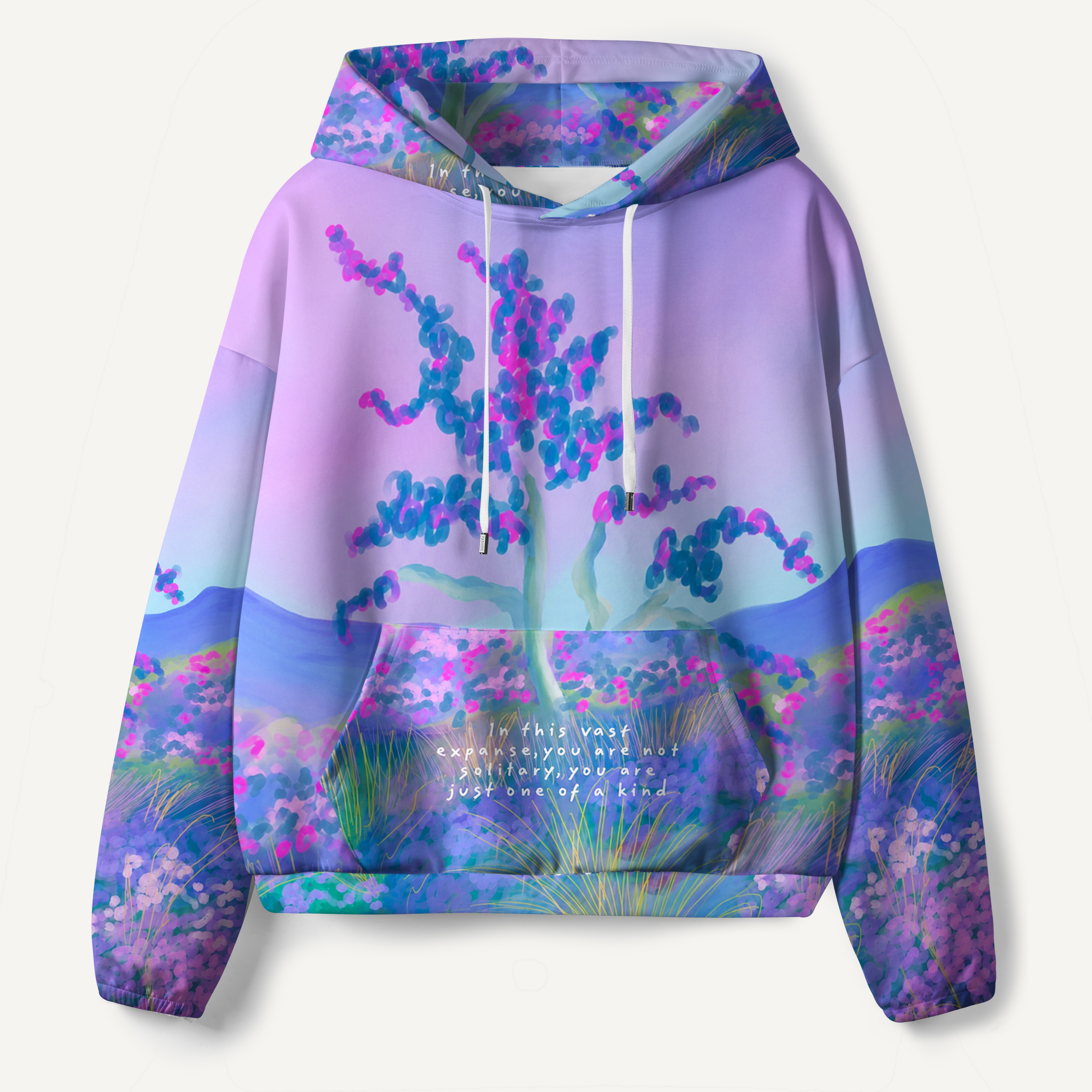 Purple Wildflower Mountain Dreamscape All-over Printed Hoodie