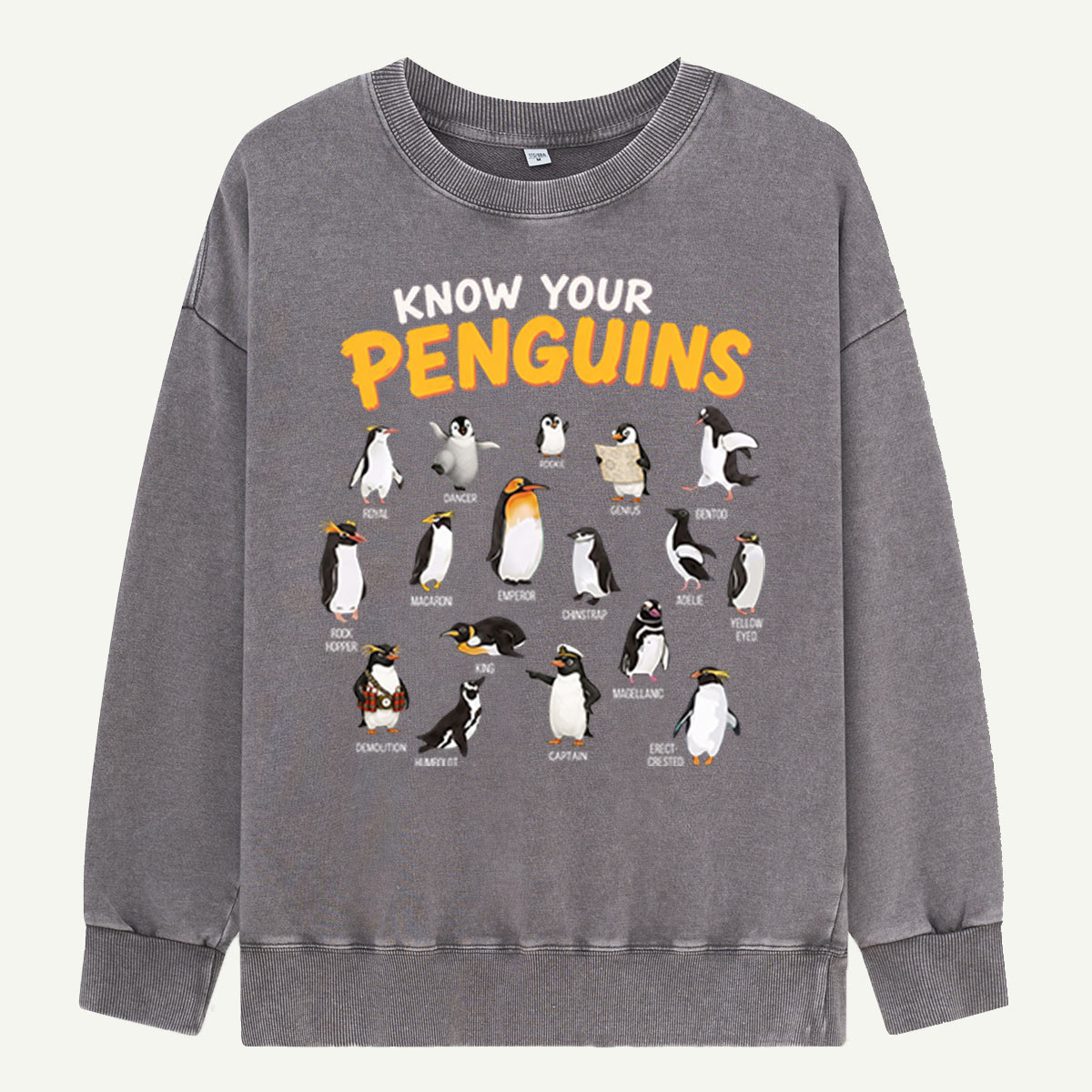 Know Your Penguins Penguin Species Washed Sweatshirts