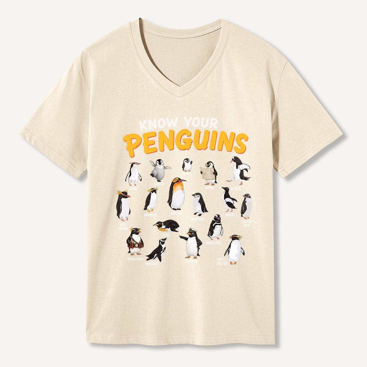 Know Your Penguins Penguin Species V-neck T-Shirt