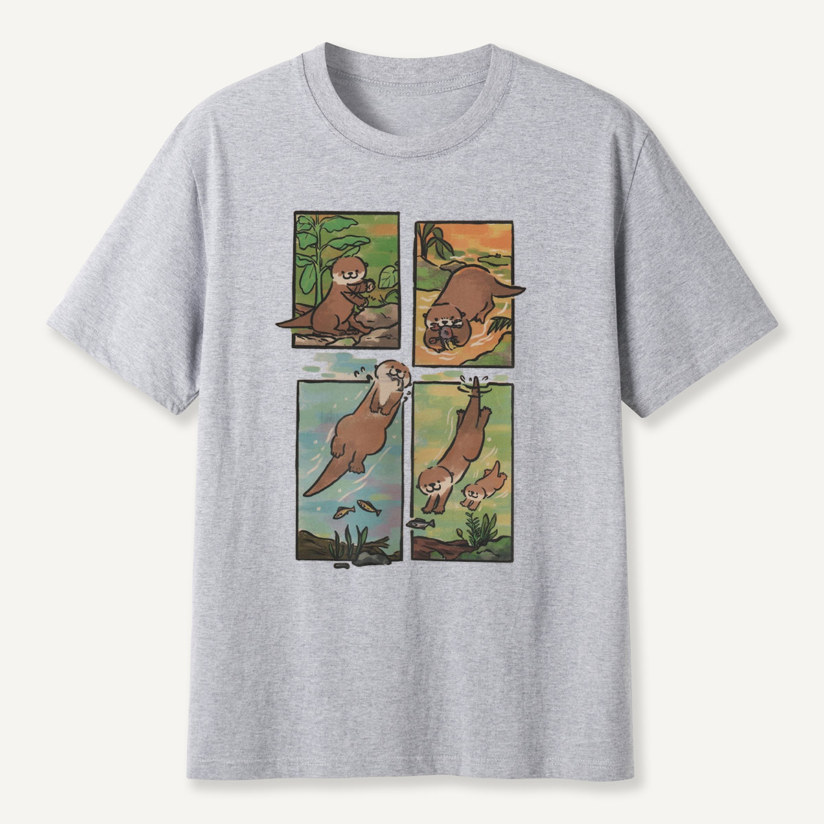 Otter Adventures Four Panel Comic T-Shirt