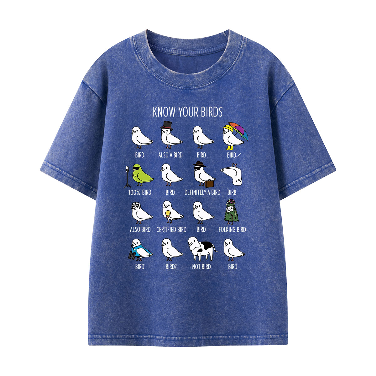 Know Your Birds Bird Chart Kids Washed T-Shirt