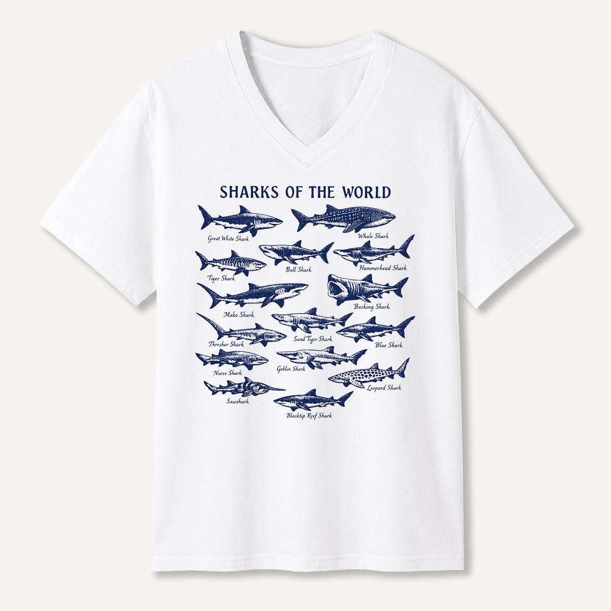 Sharks Of The World Field Guide V-neck T-Shirt