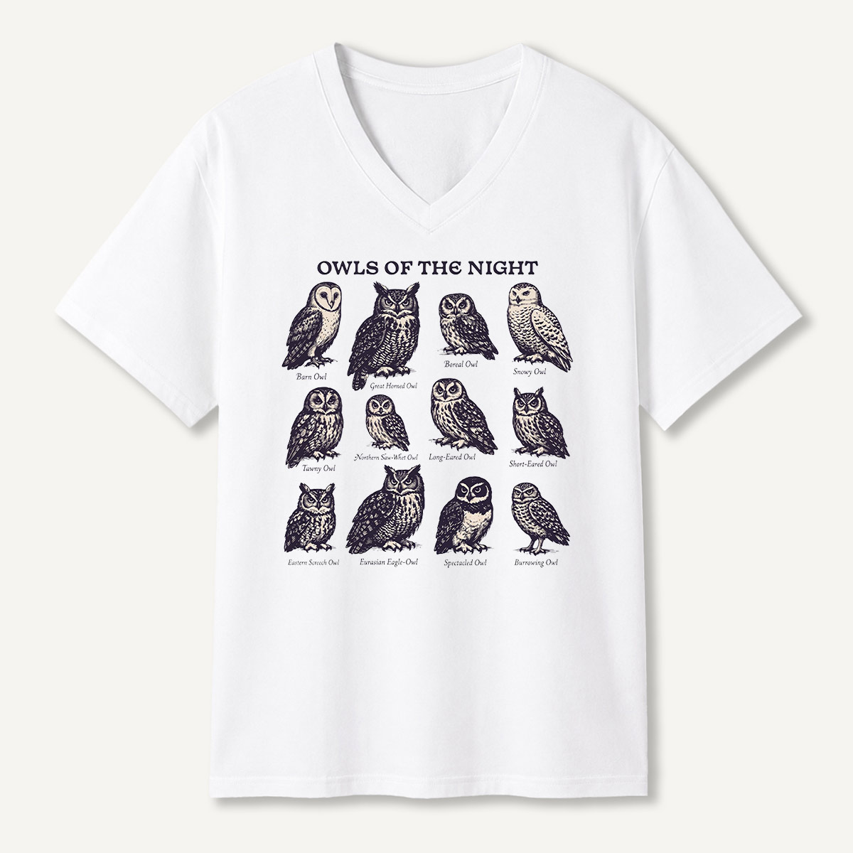 Owls Of The Night Field Guide V-neck T-Shirt