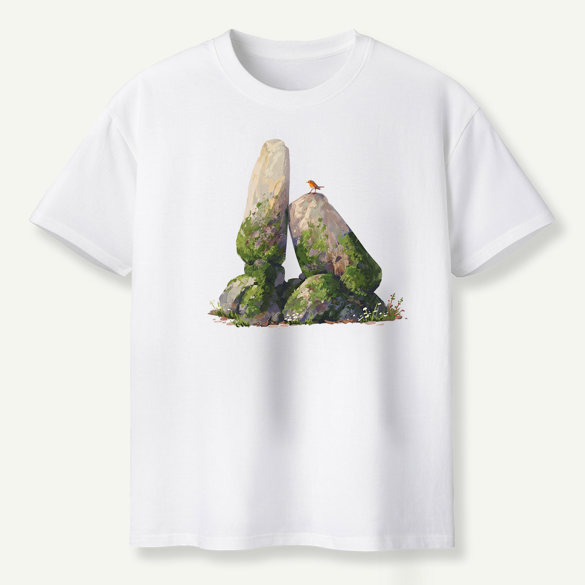 Mossy Standing Stones Woodland Scene T-Shirt