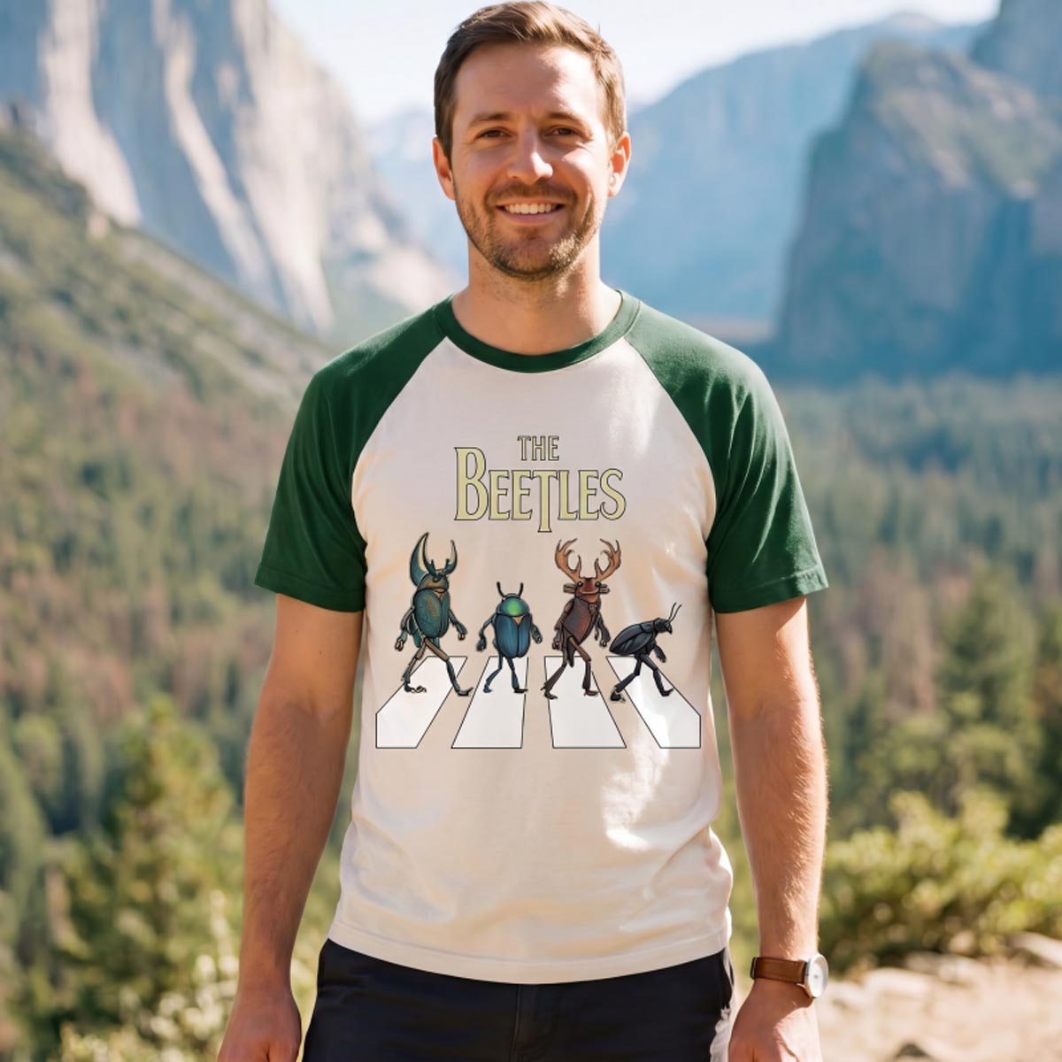 The Beetles Funny Insect Band Raglan T‑Shirt