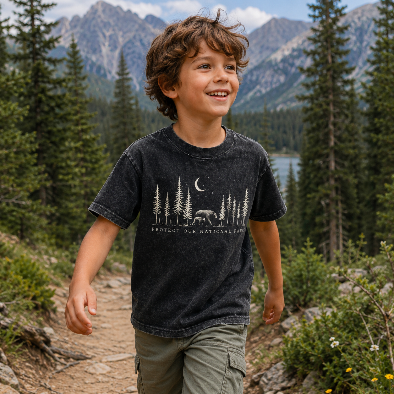 Protect The National Parks Environmental Activism Kids Washed T-Shirt