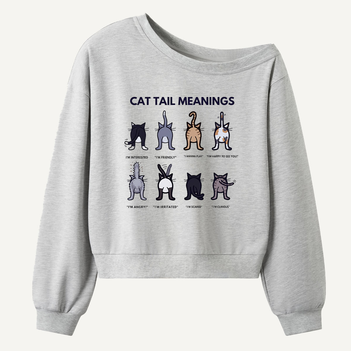 Cattail Vitamins Cat Chart Women Off Shoulder Sweatshirt