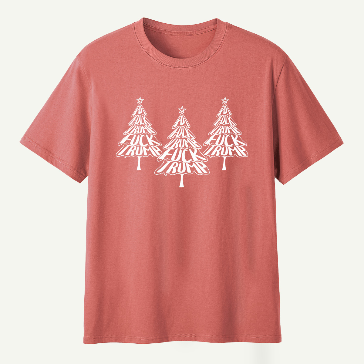 Fuck Trump Christmas Tree Typography T-Shirt