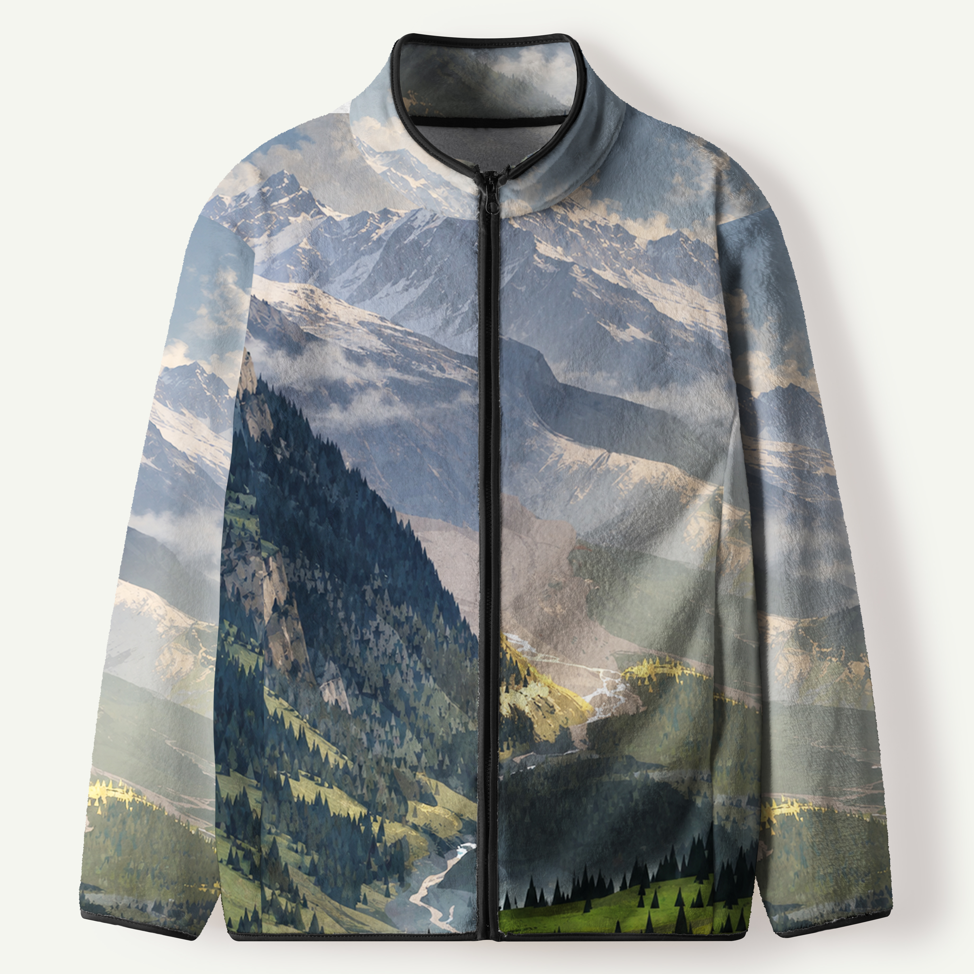 Alpine River Valley Wilderness Men's Flannel Zip Front Cardigan