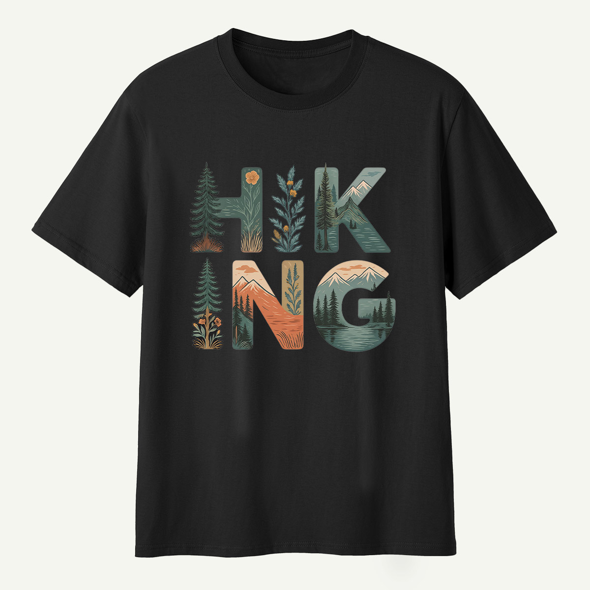 Hiking Forest Letter Art T-Shirt