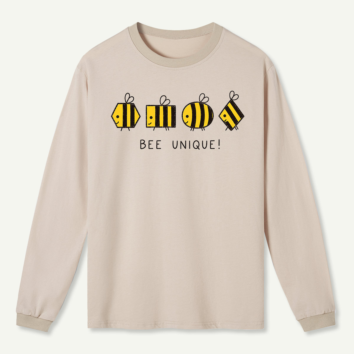 Bee Unique Geometric Bees Long Sleeve T-Shirt